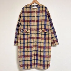 SONO サンプル品 19AW シャギーチェックコクーンコート ノーカラー ロングコート ベージュ FREE