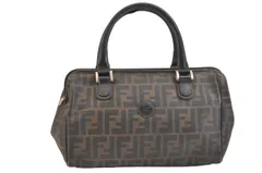 FENDI フェンディ ヴィンテージ ズッカ柄 2Way ハンドボストンバッグ ピーブイシー レザー ブラウン 4948N