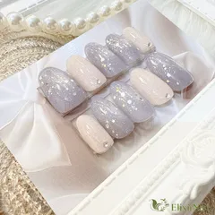 【現品】ネイルチップ　水色　白　キラキラ　星