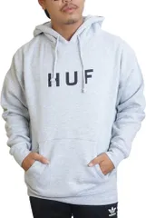 HUF ハフ パーカー プルオーバー Original Logo Hoodie スウェット 裏起毛 グレー メンズ [FLBSC0022]