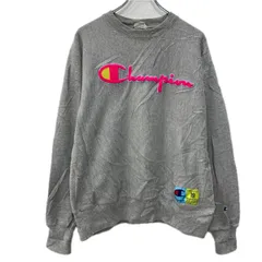 Champion ロゴスウェット トレーナー MEDIUM グレー ピンク チャンピオン プルオーバー 3Dロゴ スウェット ビッグロゴ 秋物 a712-6044