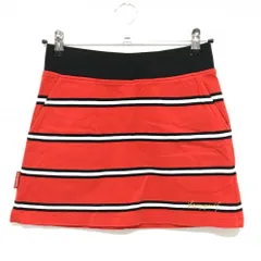 【美品】ルコック スカート レッド×黒 ボーダー ストレッチ ウエストゴム  レディース 7 ゴルフウェア le coq sportif