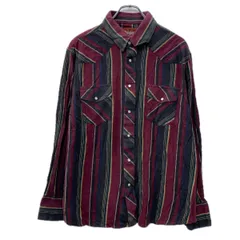 Wrangler 長袖 ストライプシャツ XL ワインレッド マルチカラー ラングラー スナップボタン 胸ポケット ウエスタンシャツ 春物 a712-6117のサムネイル