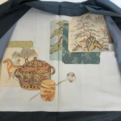 男性着物 羽織 本場大島紬 泥藍染 亀甲絣 正絹 着物 MK-2179