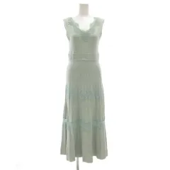 ロイヤルパーティー ROYAL PARTY ニットノースリーブワンピース F 緑 グリーン レース切替 リボン /GV