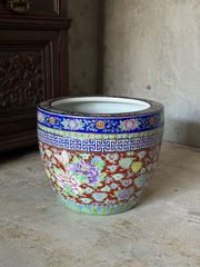 染龍窯 中尾龍純（作）染付二色彩中鉢 菓子鉢 径約25㎝ 菓子器 茶道具
