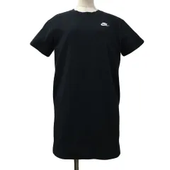 ナイキ NIKE ワンピース チュニック Iライン ミニ ロゴ プリント 半袖 M 黒 白 ブラック ホワイト