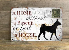 【Basenji/バセンジー】 メタルプレート メッセージ 犬 雑貨 グッズ アート ポスター おしゃれ インテリア 壁飾り アンティーク風 37