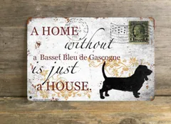 【basset bleu de gascogne/バセー・ブルー・ド・ガスコーニュ】 メタルプレート メッセージ 犬 雑貨 グッズ アート ポスター おしゃれ インテリア 壁飾り アンティーク風 39