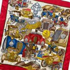 エルメス カレ90 Automobile シルクスカーフ オートモビール 自動車 赤 HERMES AC0114