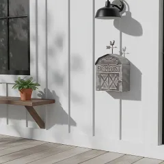 【農家風ヴィンテージ】メタルメールボックス ドロップシュート付き 郵便ポスト 壁掛け/据え置き 玄関 郵便受け おしゃれなライトブラウン/乳白色 鉄製 丈夫な収納ボックス 屋内/屋外 ホームデコレーション【ライトブラウン】