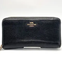 【男女兼用】COACH コーチ ペブルド レザー ロング ジップ アラウンド ウォレット C4451 ブラック 長財布