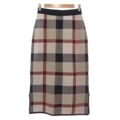 ブルーレーベルクレストブリッジ BLUE LABEL CRESTBRIDGE タグ付き チェック柄 ニット ジャカードスカート ロング 38 ベージュ系 マルチカラー /UO