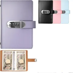 [Ouestock] 貯金箱 FP1級保有者監修 お札 100万円貯金 お札ケース ファイル お金仕分け 貯金カード付き セキュリティ 手帳型 (（貯金カードなし）パープル) [（貯金カードなし）パープル]