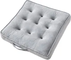 Around the Wardrobe 座布団クッション 厚さ8cm 正方形 安定感 持ち手付き 持ち運び リビング 車 椅子 (グレー,  50cmx50cmx8cm)