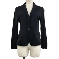 ミッシェルクラン MICHEL KLEIN ジャケット テーラード シングル 無地 薄手 スリット 長袖 38 紺 ネイビー