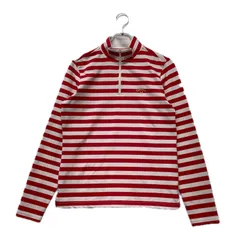 中古 レディース キャロウェイ Callaway 長袖シャツ L 赤×白 ハーフジップ ボーダー