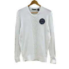 ZM1670 adidas ADICROSS アディダスアディクロス Vネックコットンニットセーター 白 サイズM ゴルフウェア