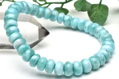 【１点物】カリブ海の宝石 ラリマー　4-6x8mm　ボタン ブレスレット パワーストーン 天然石 _U8371