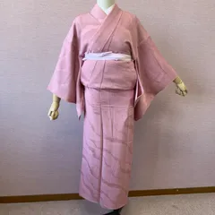 色無地　単衣　着物　正絹　一つ紋　リサイクル着物　I-839