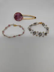 ハンドメイド ビーズブレスレット ヘアピンのセット