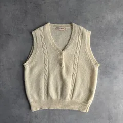 80s〜90s/L.L.Bean/エルエルビーン/ニットベスト/香港製/プルオーバー/ヘンリーネック/ハーフボタン/ケーブル編み/立体編み/ナチュラル/アイボリー/オフホワイト/XL/jmaple