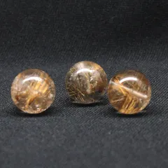 クーポン有 3珠セット 訳アリ ブラウン＆コッパーカラールチルクォーツ 14mm 針が美しい一点物 【GHTU30 12g】粒売り ハンドメイド 交換用ゴム付＆巾着1枚 【金運・ビジネス運・人間関係・目標達成】 金針水晶 お守り効果 天然石の卸　京の蔵