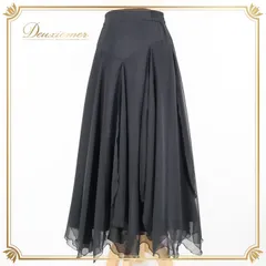 社交ダンス 衣装 スカート ブラック系 チャコットロイヤルダンス Chacott ROYAL DANCE 無地 シンプル レッスン 日本製 練習 透け感 シフォン ダンス衣装 パーティー 上品 オールブラック