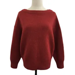 アンタイトル UNTITLED セーター ニット プルオーバー ラウンドネック アルパカ混 ラメ 無地 長袖 2 赤 レッド