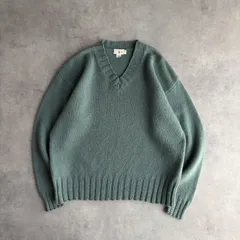 90s/J.CREW/ジェークルー/ウールニット/Vネック/プルオーバー/香港製/無地/ソリッド/ノームコア/グランパコア/巨人タグ/ブルーグリーン/青緑/M/jmapleのサムネイル