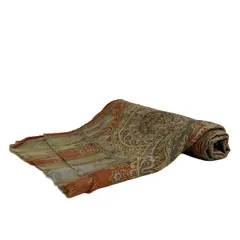 ETRO(エトロ) ストール(ショール)美品  - オレンジ×ライトグリーン×マルチ ウール、シルク