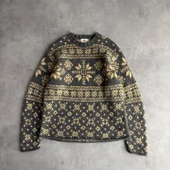 90s/J.CREW/ジェークルー/ウールニット/巨人タグ/プルオーバー/クルーネック/ノルディック柄/氷結晶/バーズアイ/袖裾ロール/グレー/灰色/S/jmaple