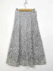 tocco closet トッコクローゼット 定価7700円 刺繍レースセミフレア スカート sizeM/グレー ■■レディース