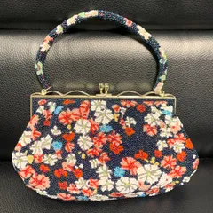 希少　総ビーズ　がま口バッグ　和装　ビーズバッグ　昭和レトロ