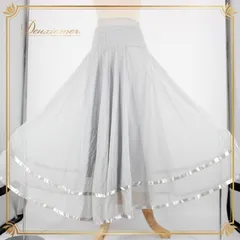 社交ダンス 衣装 スタンダード スカート レッスンウェア 女性用 オールシーズン グレイ系 レース 無地 シンプル 清楚 透け感 可愛い 上品 ダンススカート フレアスカート おしゃれ 優雅 軽やか 透け素材 ウエストゴム スポーツウェア レディース 結婚式