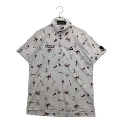 中古 メンズ ルコックスポルティフ le coq sportif 半袖ポロシャツ L 白 ボタンダウン 総柄