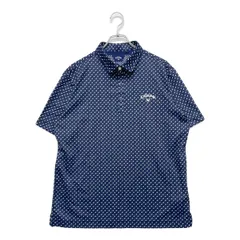 中古 メンズ キャロウェイ Callaway 半袖ポロシャツ 3L 紺  ネイビー リーフ柄  大きいサイズ