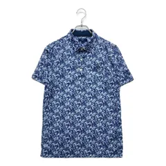 中古 メンズ キャロウェイ Callaway 半袖ポロシャツ M 紺×青 ネイビー×ブルー 花柄 総柄