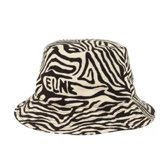CELINE セリーヌ ハット サイズ:M 22AW ゼブラ ロゴ プリント バケットハット (2AUV1979S) ホワイト ブラック 白黒 フランス製 帽子【メンズ】