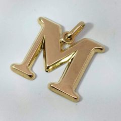 18金 K18 アルファベット 【M】 デザインネックレストップ 男女兼用