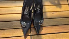 FERRAGAMO フェラガモ ブラック パンプス ヒール スリングバック シューズ 35