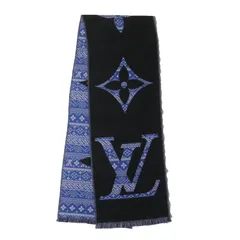 美品 LOUIS VUITTON ルイヴィトン 22AW エシャルプ・モノグラム ツーサイディッド (M77946) ブルー ブラック グレー イタリア製 ブランド ファッション 雑貨 小物【メンズ】