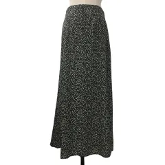 フリークスストア FREAKS STORE スカート フレア ロング ウエストゴム 総柄 FREE 黒 白 ブラック ホワイト