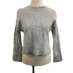 ユナイテッドアローズ UNITED ARROWS セーター ニット プルオーバー モックネック ケーブル編み ウール 長袖 グレー