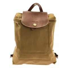 Longchamp / ロンシャン | ナイロン レザー 切替 ロゴバックパック リュック | ブラウン | レディース