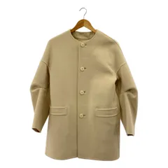 Drawer / ドゥロワー | ウール カシミヤ混 ダブルフェイス ノーカラーコート | 38 | アイボリー | レディース