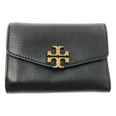 【美品】  TORY BURCH / トリーバーチ | レザー ロゴ コンパクトウォレット 財布 | ブラック | レディース