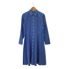 RALPH LAUREN / ラルフローレン | コットン ストライプ シャツ ワンピース | 5F | ブルー/ホワイト | レディース