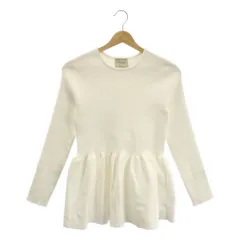 【美品】  UNITED ARROWS / ユナイテッドアローズ | Pペプラムニット リブ プルオーバー | F | ホワイト | レディース