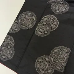 十日町紬 黒地に素敵な絣柄 正絹 着物 MK-2196